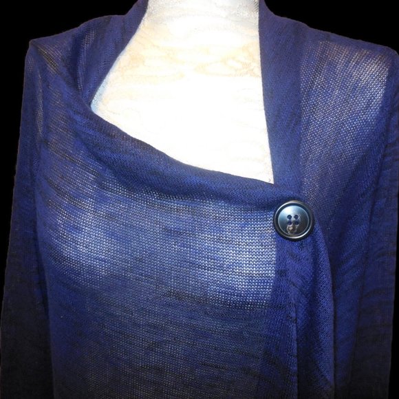 Cardigan Sweater NEW lightweight knit top long sleeve navy blue summer - Picture 6 of 9